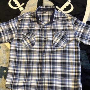 Men's Blue Plaid Casual Button Down Shirt